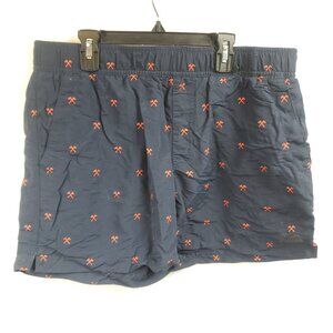 The North Face Pull On Mens Pickaxe Design Navy Blue Red Shorts Sz Medium